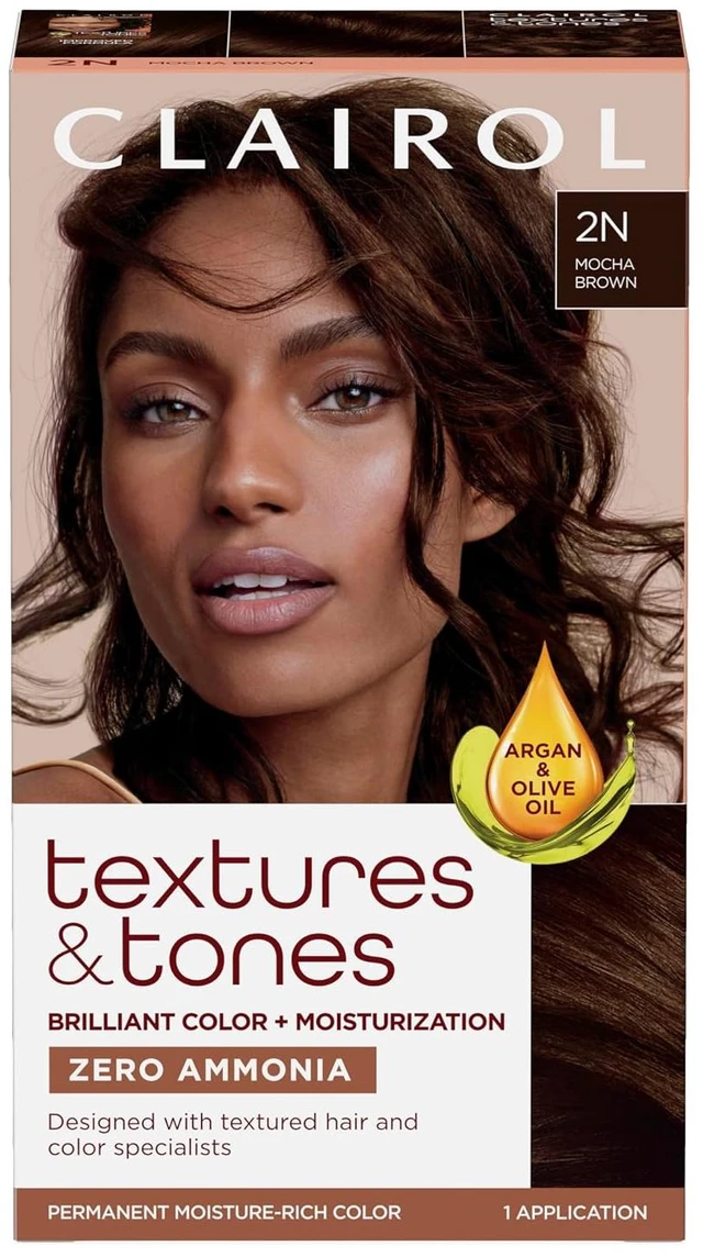 Main image of Clairol Textures & Tones Permanent Hair Dye, 2N Mocha Brown | Pack of 1
