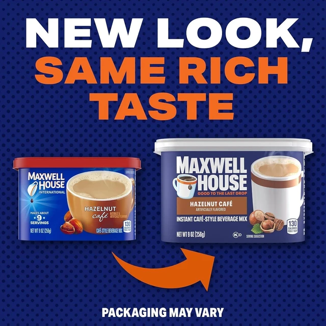 Alt view image 4 of 7 - Maxwell House Instant Cafe-Style Beverage Mix, Easy to Prepare, 1 Canister, for Quick Morning Coffee or Afternoon Treat, Hazelnut Cafe, Kosher Dairy, 9 oz