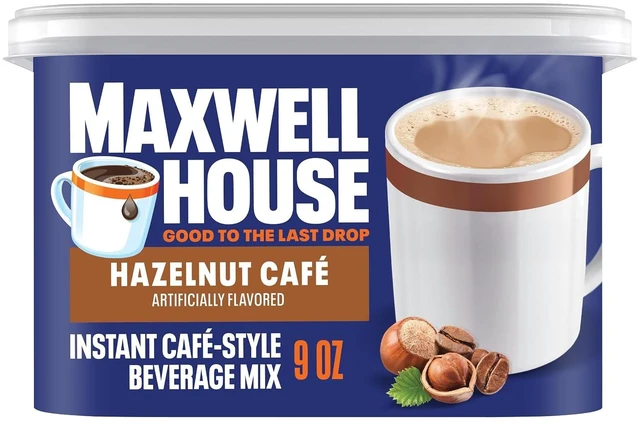 Main image of Maxwell House Instant Cafe-Style Beverage Mix, Easy to Prepare, 1 Canister, for Quick Morning Coffee or Afternoon Treat, Hazelnut Cafe, Kosher Dairy, 9 oz