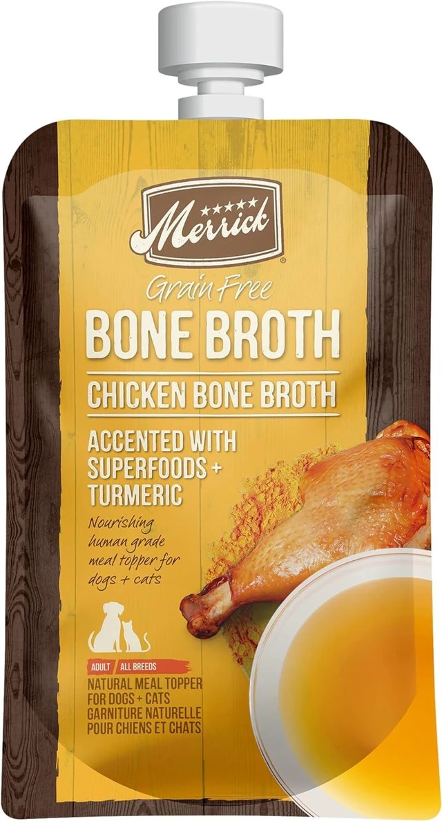 Alt view image 2 of 7 - Merrick Grain Free Chicken Bone Broth Dog and Cat Food Topper, 7 oz Pouch