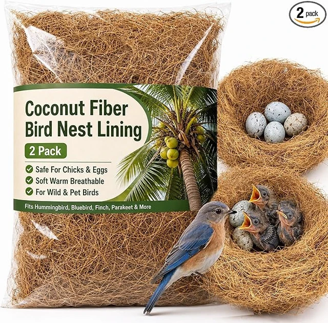 Alt view image 3 of 5 - Sukh Coconut Fiber for Bird Nest - Bird Nest Bedding for Hummingbird Finch