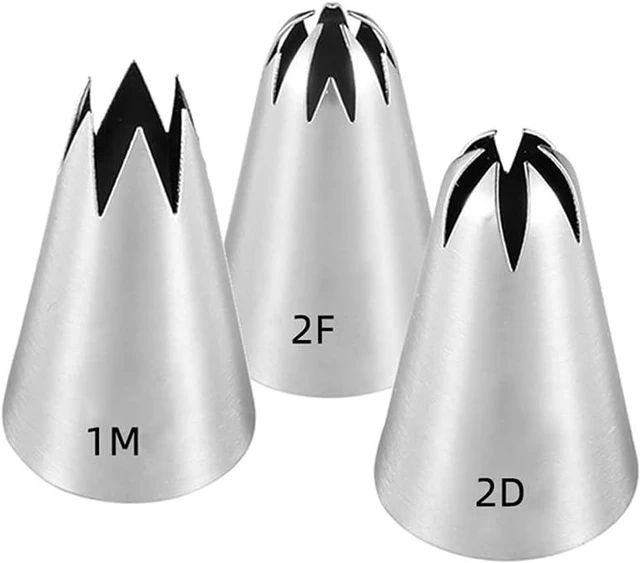 Main image of 1M 2D 2F Piping Tips Set, Large Icing Tips for Cake Rosettes & Flowers