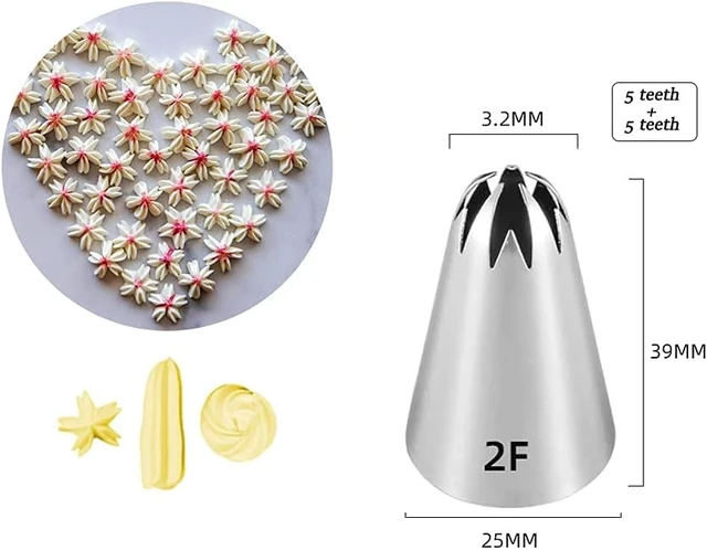 Alt view image 5 of 6 - 1M 2D 2F Piping Tips Set, Large Icing Tips for Cake Rosettes & Flowers