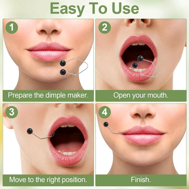 Alt view image 4 of 7 - 2pcs Natural Dimple Maker for Cheeks, Black Facial Muscle Dimple Trainer Shaper, Facial Exerciser Tools for Beautiful Smile