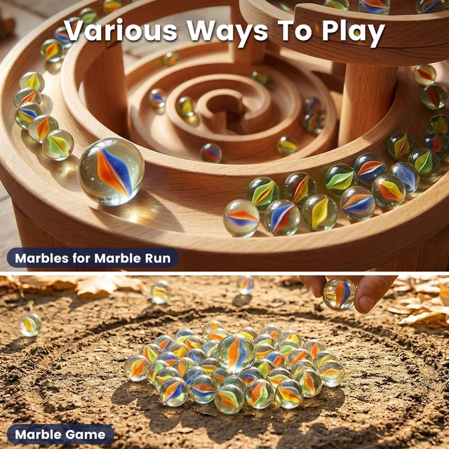 Alt view image 4 of 6 - POPLAY 61PCS Marbles Games for Kids, with Gift Box for Marbles Run Games, Classroom Crafts Supplies Kit