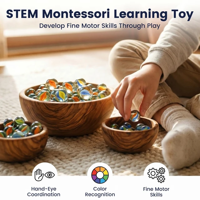 Alt view image 6 of 6 - POPLAY 61PCS Marbles Games for Kids, with Gift Box for Marbles Run Games, Classroom Crafts Supplies Kit