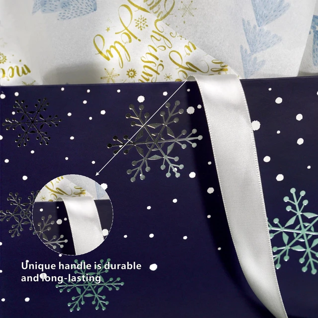 Alt view image 5 of 6 - Bobobag 13" Deep Blue Large Christmas Gift Bag with Tissue Paper and Greeting Card, Personalized Platinum Quality Gift Bag for Man's Present