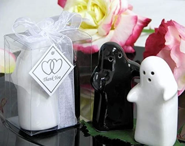 Alt view image 3 of 6 - Salt and Pepper Shakers Cute Decorative Novelty Hugging Shakers Couple Set Black and White Modern and Vintage Hug Design Easy to Refill and Dispenser Shaker Set