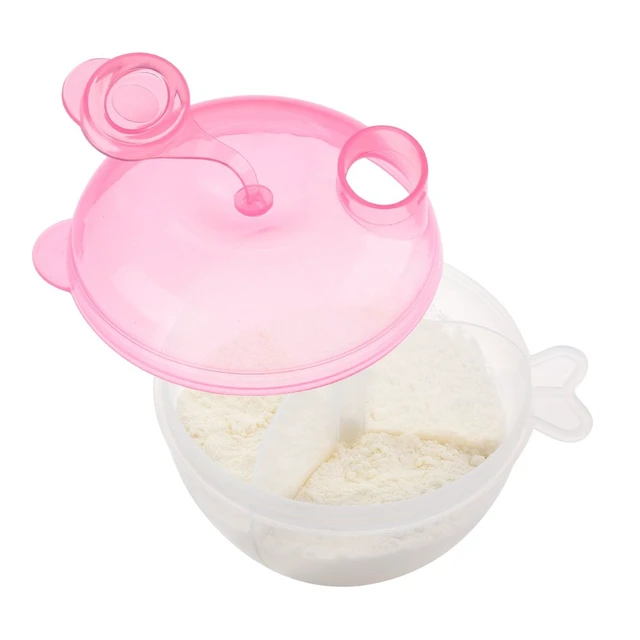 Alt view image 3 of 6 - Accmor Baby Formula Dispenser for On-the-Go Feedings, Three-Compartment Non-Spill Formula Container to Go, Snack Milk Powder Dispenser for Traveling with Infant Toddler, Pink