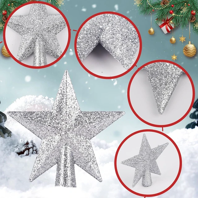 Alt view image 4 of 6 - Silver Small Christmas Tree Star Topper Mini Star for Christmas Small Tree Tiny Miniature Xmas Tree Topper for 2 3 ft Tree Ornaments Decorative 2.36 Inch