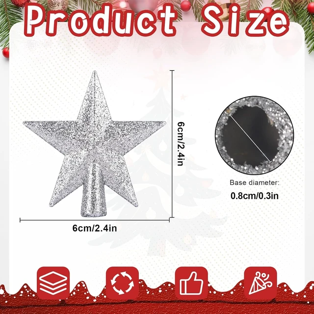 Alt view image 2 of 6 - Silver Small Christmas Tree Star Topper Mini Star for Christmas Small Tree Tiny Miniature Xmas Tree Topper for 2 3 ft Tree Ornaments Decorative 2.36 Inch