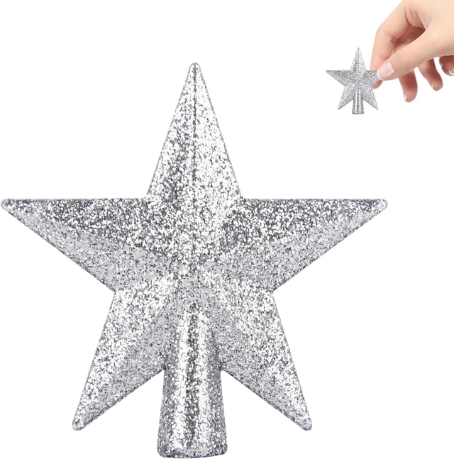 Main image of Silver Small Christmas Tree Star Topper Mini Star for Christmas Small Tree Tiny Miniature Xmas Tree Topper for 2 3 ft Tree Ornaments Decorative 2.36 Inch