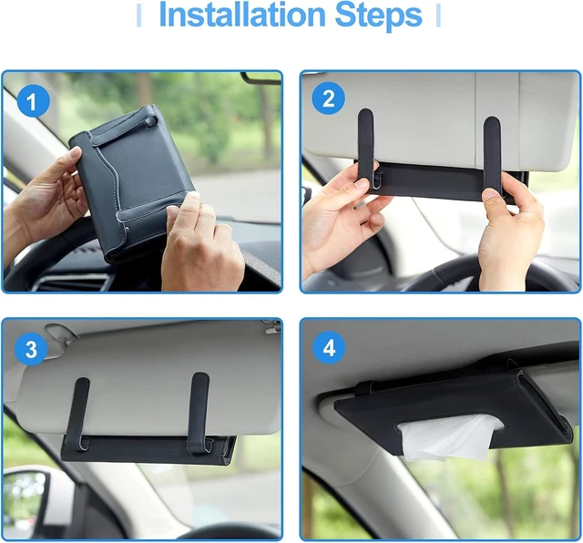 Alt view image 4 of 6 - Car Tissue Holder, Upgraded Hanging Tissue Holder for Car (Black)