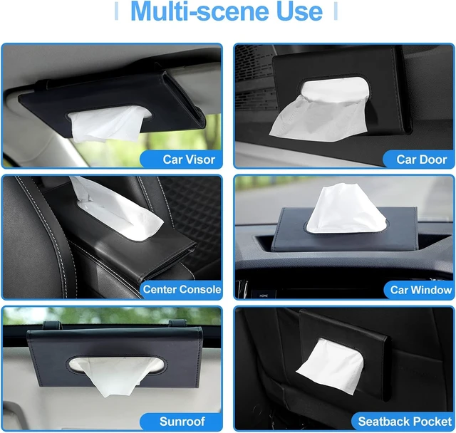 Alt view image 5 of 6 - Car Tissue Holder, Upgraded Hanging Tissue Holder for Car (Black)