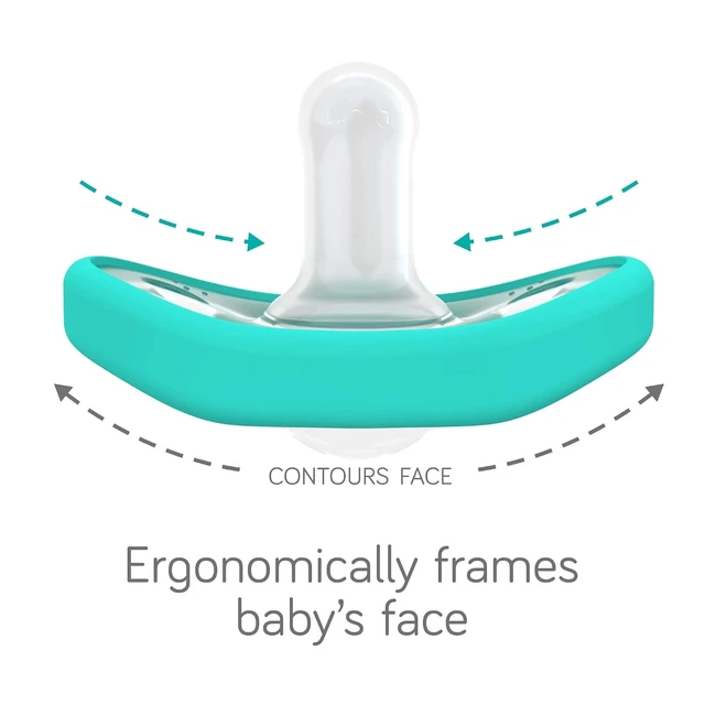 Alt view image 2 of 7 - Nanobebe Baby Pacifiers 0-3 Month - Orthodontic, Curves Comfortably with Face Contour, Award Winning for Breastfeeding Babies, 100% Silicone, Perfect Baby Registry Gift 2pk,Grey