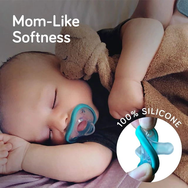 Alt view image 7 of 7 - Nanobebe Baby Pacifiers 0-3 Month - Orthodontic, Curves Comfortably with Face Contour, Award Winning for Breastfeeding Babies, 100% Silicone, Perfect Baby Registry Gift 2pk,Grey