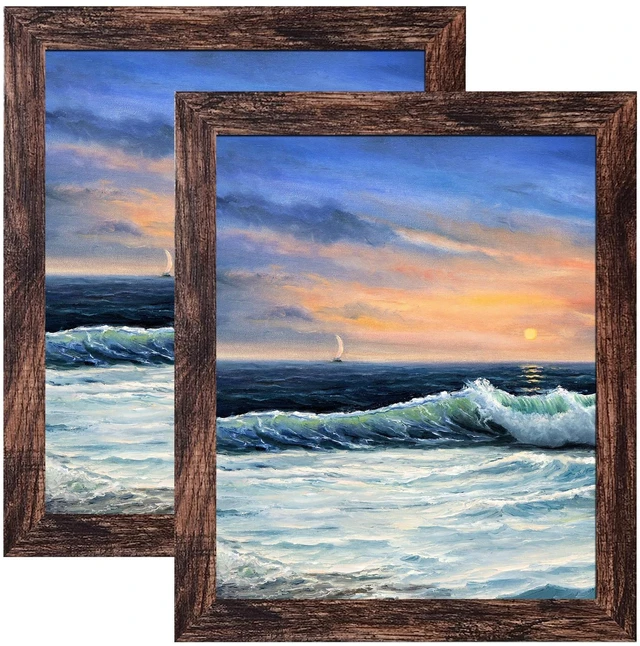 Main image of LUCKYLIFE 8x10 Picture Frame Brown for Wall Mounting or Tabletop Display, 2 Pack