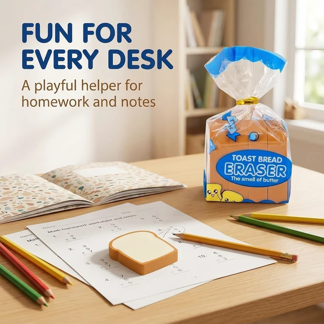 Alt view image 4 of 7 - Kawaii Toast Bread Eraser, Cute Pencil Eraser Stationery 3D Bread Eraser Cartoon Pencil Eraser Sketching Tools Drafting Supply for Kid Painters Artists Gift