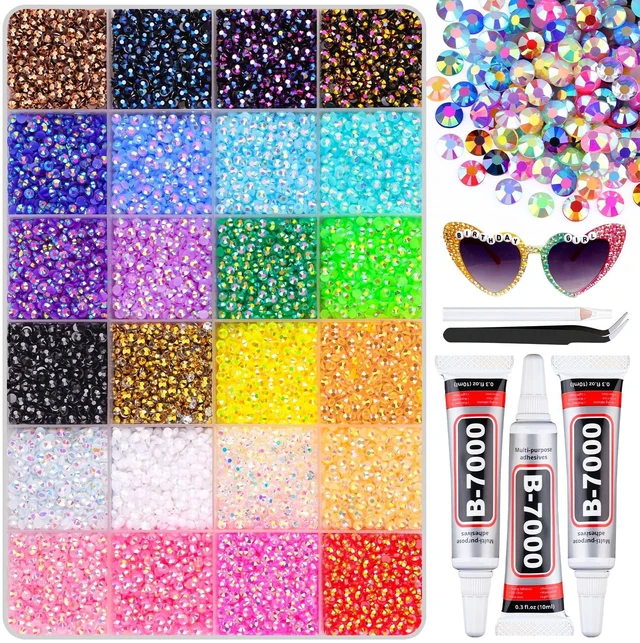 Main image of BELLEBOOST 35000PCS Jelly Bedazzler Kit with Rhinestones, 3mm Flatback Gems for Bedazzling, Multicolor Bedazzle Kit with B7000 Jewelry Glue and Gem Picker Tool for DIY Diamond Art Books Nail Art