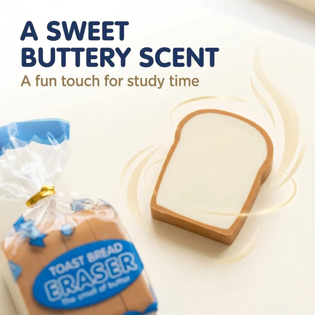 Alt view image 7 of 7 - Kawaii Toast Bread Eraser, Cute Pencil Eraser Stationery 3D Bread Eraser Cartoon Pencil Eraser Sketching Tools Drafting Supply for Kid Painters Artists Gift
