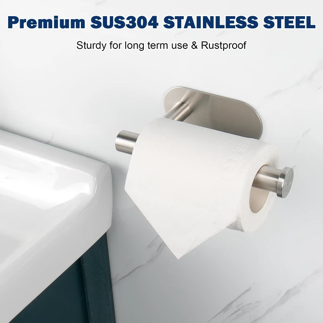 Alt view image 2 of 7 - NearMoon Toilet Paper Holder Self Adhesive, Premium Thicken SUS304 Stainless Steel Rustproof Adhesive Toilet Roll Holder no Drilling for Bathroom, Kitchen, Washroom (1 Pack, Brushed Nickel)