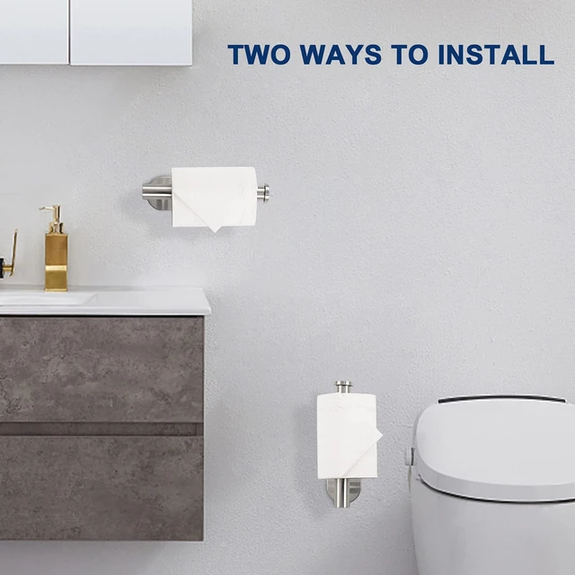 Alt view image 3 of 7 - NearMoon Toilet Paper Holder Self Adhesive, Premium Thicken SUS304 Stainless Steel Rustproof Adhesive Toilet Roll Holder no Drilling for Bathroom, Kitchen, Washroom (1 Pack, Brushed Nickel)