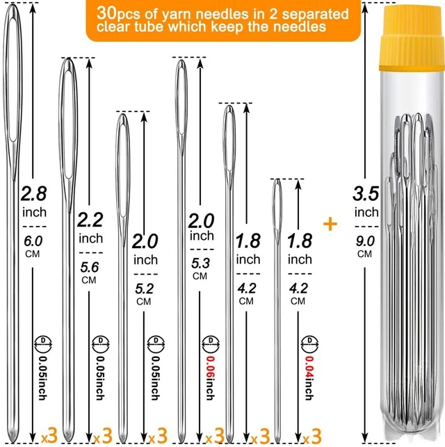 Alt view image 2 of 7 - 12Sizes Large Eye Hand Sewing Needles, Sharp Needles and Blunt Needles, Knitting Needles (36 Pack)