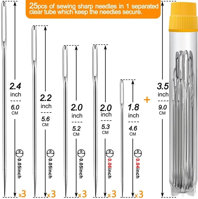 Alt view image 3 of 7 - 12Sizes Large Eye Hand Sewing Needles, Sharp Needles and Blunt Needles, Knitting Needles (36 Pack)
