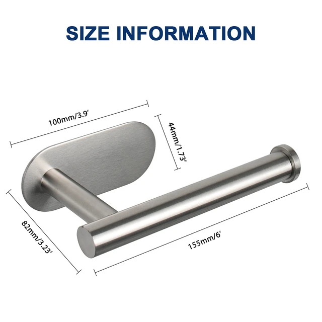 Alt view image 4 of 7 - NearMoon Toilet Paper Holder Self Adhesive, Premium Thicken SUS304 Stainless Steel Rustproof Adhesive Toilet Roll Holder no Drilling for Bathroom, Kitchen, Washroom (1 Pack, Brushed Nickel)