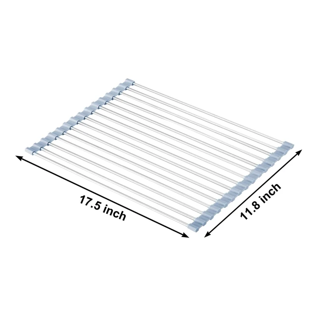 Alt view image 3 of 5 - MECHEER Over The Sink Dish Drying Rack, Roll Up Dish Drying Rack Kitchen Dish Rack Stainless Steel Sink Drying Rack, Foldable Dish Drainer, 17.5''x11.8''