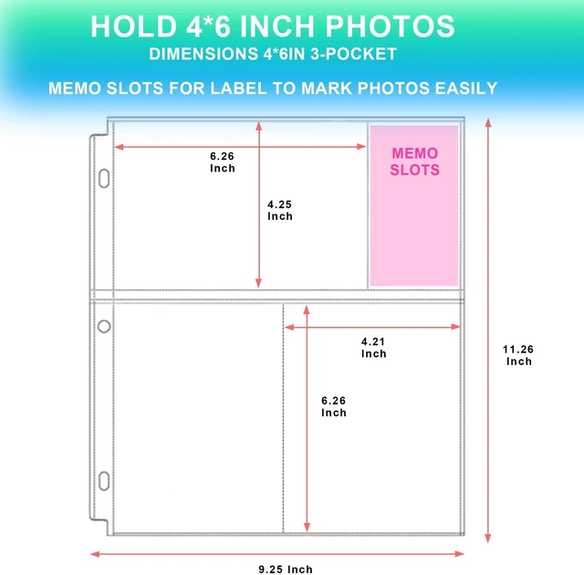 Alt view image 2 of 7 - 50 Pack 4 x 6 Photo Sleeves for 3 Ring Binder(300 Pictures)