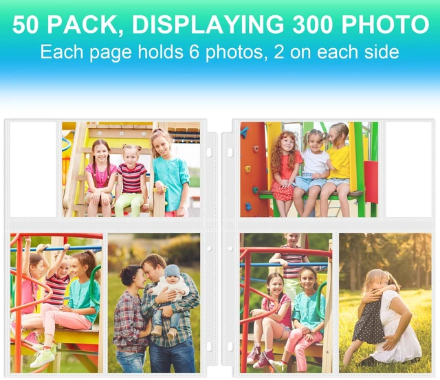 Alt view image 3 of 7 - 50 Pack 4 x 6 Photo Sleeves for 3 Ring Binder(300 Pictures)