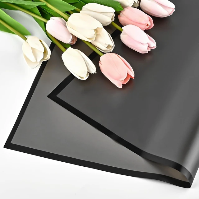 Alt view image 3 of 7 - Jutieuo 20 Sheets Black Flower Wrapping Paper, Black Edge