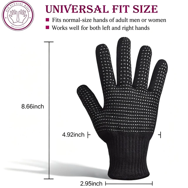 Alt view image 2 of 7 - Sopito Heat Resistant Gloves for Hair Styling, Silicone Bump, 2Pcs Black