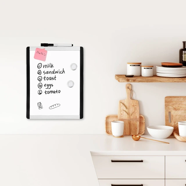 Alt view image 6 of 7 - Amazon Basics Small Dry Erase Whiteboard, Magnetic, with Marker and Magnets, Lightweight, 8.5" x 11", Plastic/Aluminum Frame