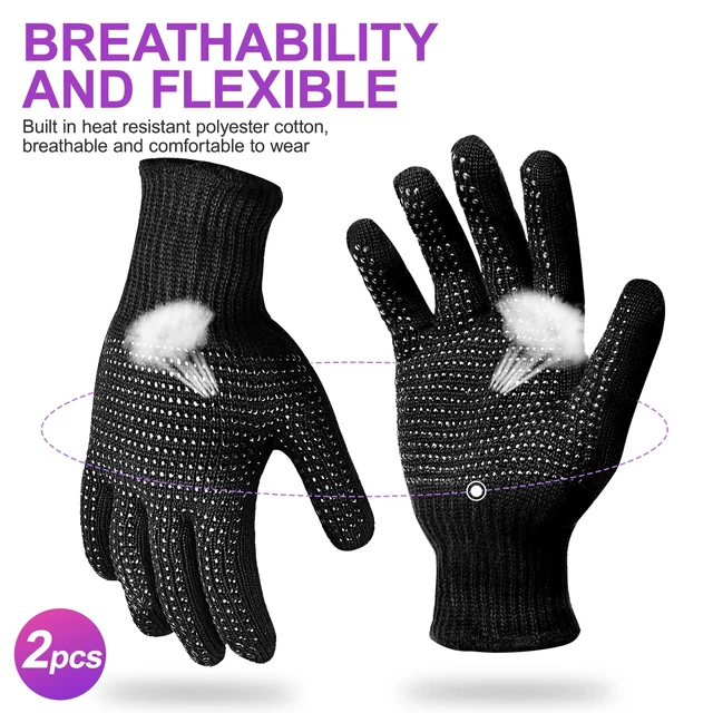Alt view image 3 of 7 - Sopito Heat Resistant Gloves for Hair Styling, Silicone Bump, 2Pcs Black