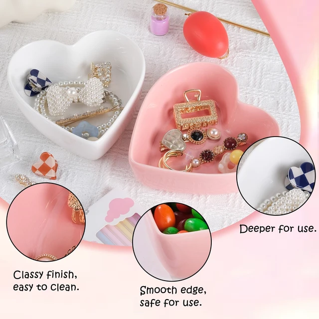 Alt view image 3 of 7 - WHJY Cute Heart Shaped Bowls, Red Candy Dish, Cute Candy Bowl for Valentines Day, Date Night