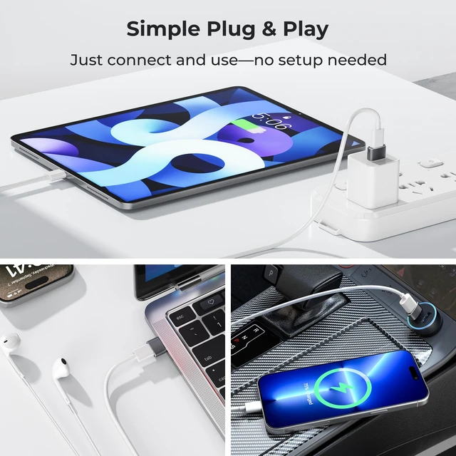 Alt view image 6 of 7 - Basesailor USB to USB C Adapter,Type C Female to USBA Male Converter 2P
