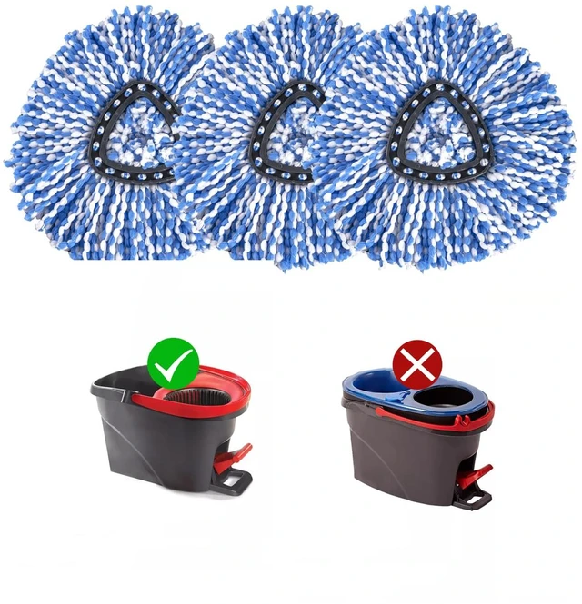 Main image of Matthew Cleaning 3Pack Blue Microfiber Spin Mop Replacement Head Compatible with EasyWring Spin Mop Replace Head-EasyWring High Absorbency,Machine Washable,Microfiber Spin Mop Refills