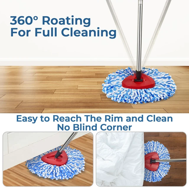 Alt view image 4 of 6 - Matthew Cleaning 3Pack Blue Microfiber Spin Mop Replacement Head Compatible with EasyWring Spin Mop Replace Head-EasyWring High Absorbency,Machine Washable,Microfiber Spin Mop Refills
