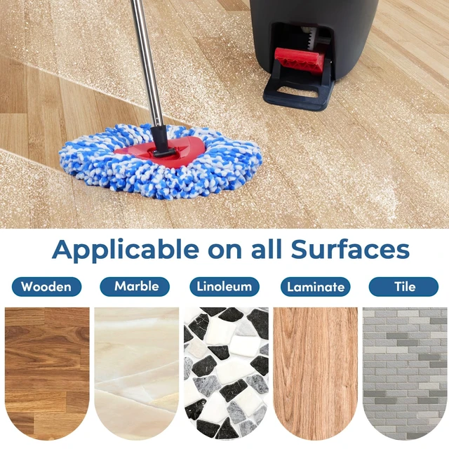 Alt view image 5 of 6 - Matthew Cleaning 3Pack Blue Microfiber Spin Mop Replacement Head Compatible with EasyWring Spin Mop Replace Head-EasyWring High Absorbency,Machine Washable,Microfiber Spin Mop Refills