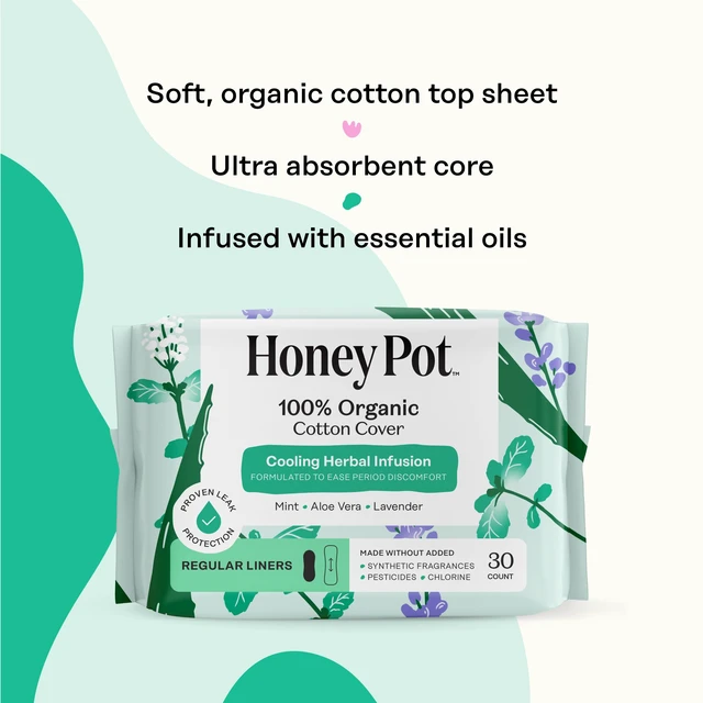 Alt view image 4 of 7 - The Honey Pot Company - Cooling Herbal - Panty Liners for Women