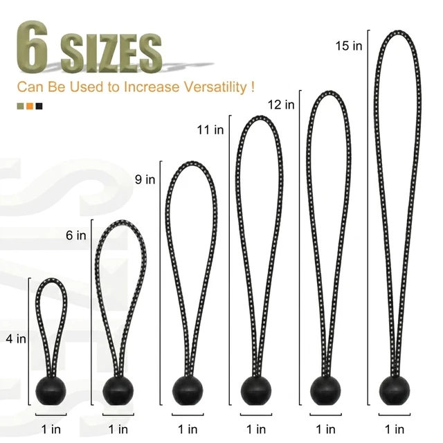 Alt view image 2 of 7 - 30 Pack Ball Bungee Cord, Heavy Duty Bungie Cord Balls (6",Black/White)