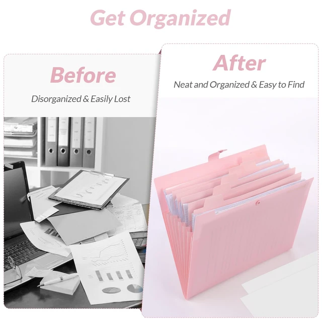 Alt view image 3 of 7 - SKYDUE Expanding File Folder, Accordion File Organizer with 8 Pockets, Expandable Document Paper Receipt Holder for School Office Hospital, Letter/A4 Size Pink
