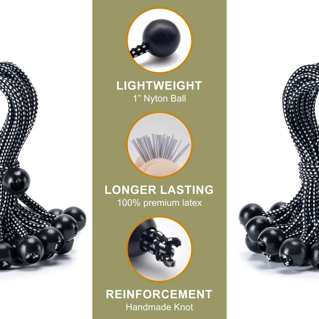 Alt view image 3 of 7 - 30 Pack Ball Bungee Cord, Heavy Duty Bungie Cord Balls (6",Black/White)