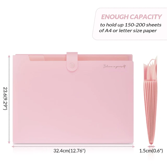 Alt view image 5 of 7 - SKYDUE Expanding File Folder, Accordion File Organizer with 8 Pockets, Expandable Document Paper Receipt Holder for School Office Hospital, Letter/A4 Size Pink