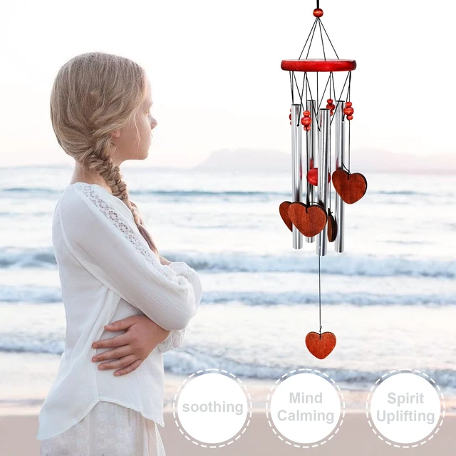 Alt view image 2 of 6 - Horseshoe Heart Wind Chimes Outside Memorial Wind Chimes Loss of Loved One