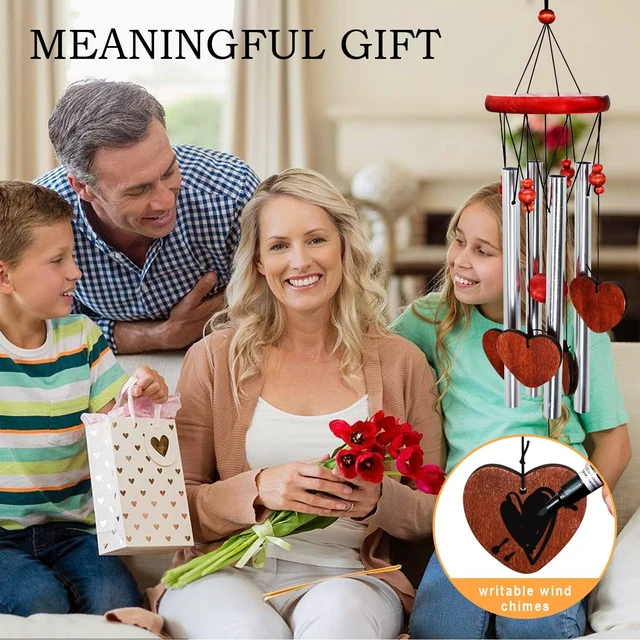 Alt view image 4 of 6 - Horseshoe Heart Wind Chimes Outside Memorial Wind Chimes Loss of Loved One
