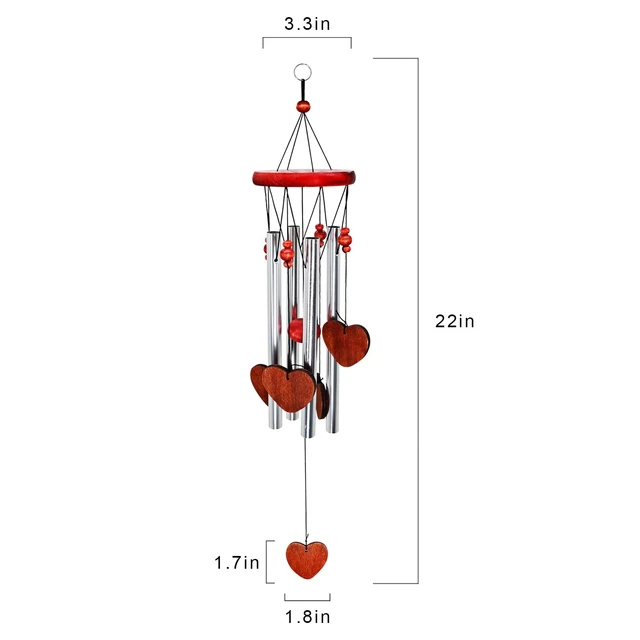 Alt view image 6 of 6 - Horseshoe Heart Wind Chimes Outside Memorial Wind Chimes Loss of Loved One