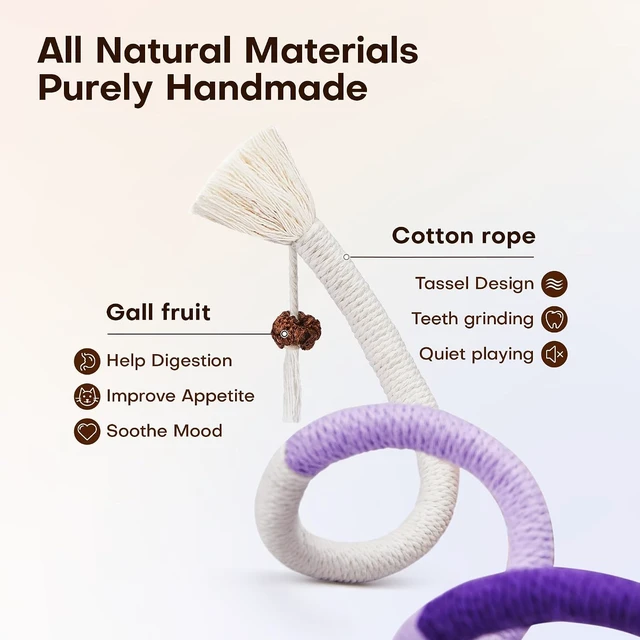 Alt view image 5 of 6 - Potaroma Cat Toys Chew Ropes 3Pcs with Refillable Natural Catnip